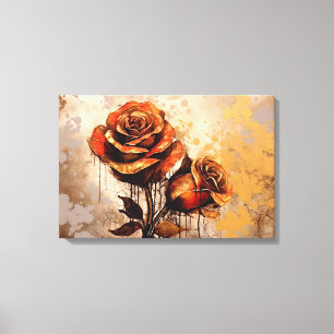 Arte floral pintado a mano en Earthy Brown, verde