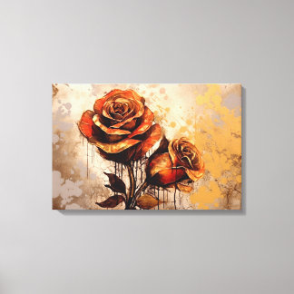 Arte floral pintado a mano en Earthy Brown, verde