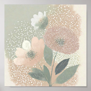 Arte floral punteado de tono rosa suave