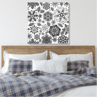 Arte floral retro sin costuras en negro, gris y bl
