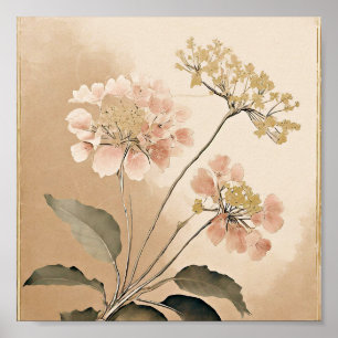 Arte floral rosa vintage