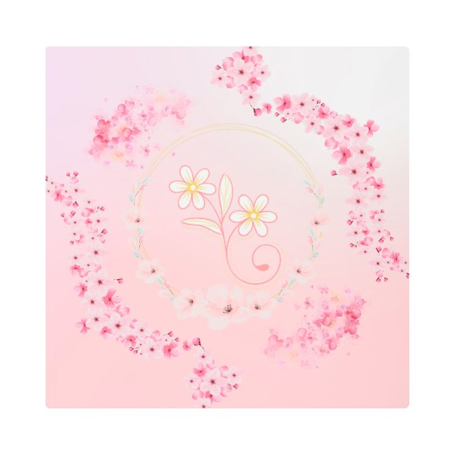 Arte floral rosado, bendición primaveral (Anverso)