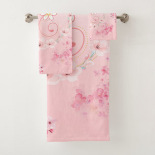 Arte floral rosado, bendición primaveral