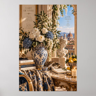 Arte floral vintage de Florencia para pared