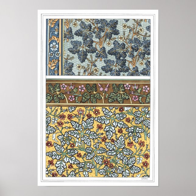 Arte florales antiguos de Nouveau flores de gerani (Frente)