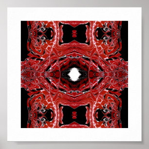 Arte fluido abstracto acrílico rojo laberíntico
