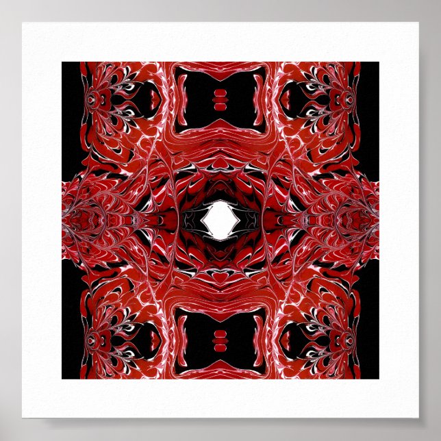 Arte fluido abstracto acrílico rojo laberíntico (Frente)