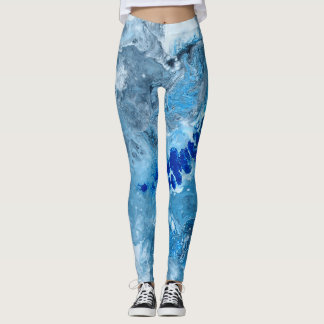Arte fluido abstracto azul #01 leggings