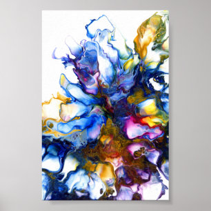 Arte fluido abstracto azul real y rosa
