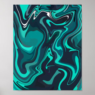 Arte fluido abstracto con remolinos de azul verdos