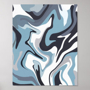 Arte fluido abstracto con tonos azules y grises gi