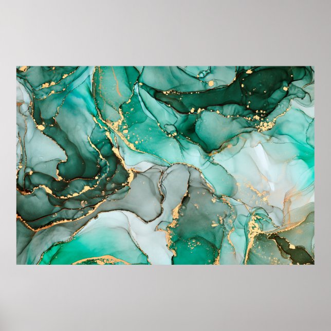 Arte fluido abstracto de lujo natural en alco (Frente)