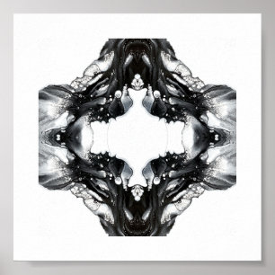 Arte fluido abstracto de luz y oscuridad en blanco