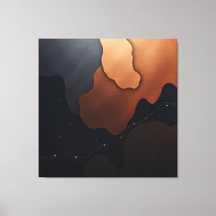 Arte Fluido Abstracto Moderno de Cobre y Carbón