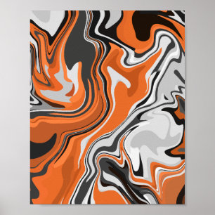 Arte Fluido Abstracto Naranja y Negro