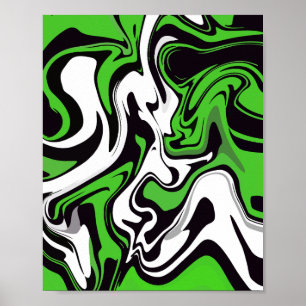 Arte fluido abstracto verde, negro y blanco