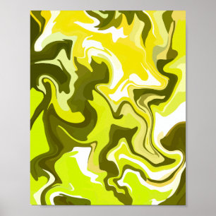 Arte fluido con vibrantes nadadores amarillos y ve