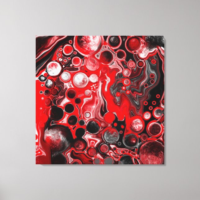 Arte fluido de pintura de Pour roja, blanca y negr (Anverso)