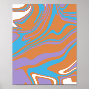 Arte fluido naranja, morado, azul y blanco girator
