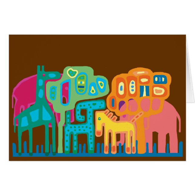 Arte folclórico abstracto Animales africanos (Anverso (Horizontal))