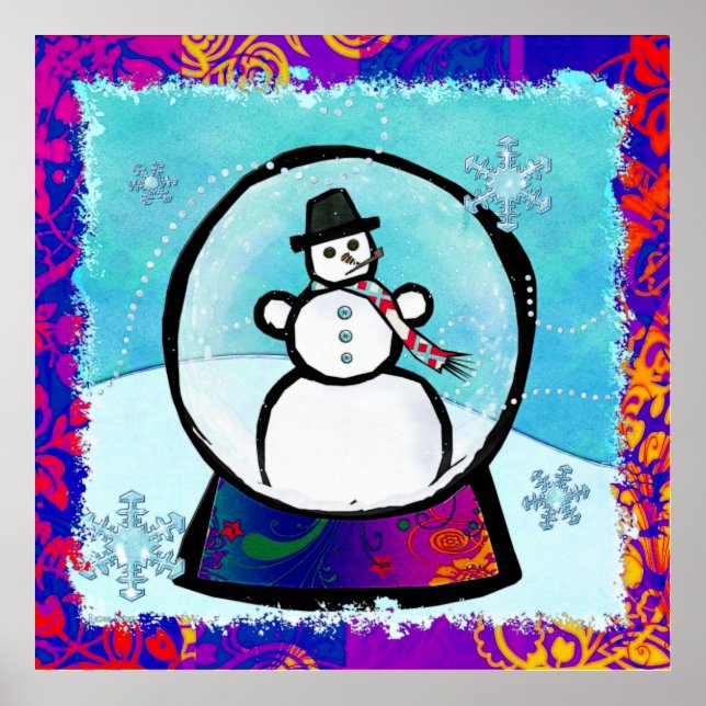 Arte folclórico de glóbulos de nieve de hombre esc (Frente)