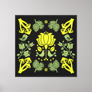 Arte folclórico de hongos forestales nórdicos