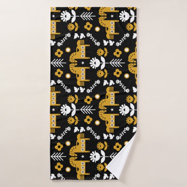 Arte folclórico escandinavo de caballos (Toalla de baño)