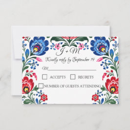 Arte Folclórico Floral Polaco Moderno RSVP de Boda