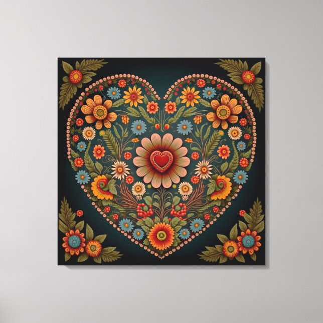 Arte folclórico ucraniano - Corazón inspirado en m (Anverso)
