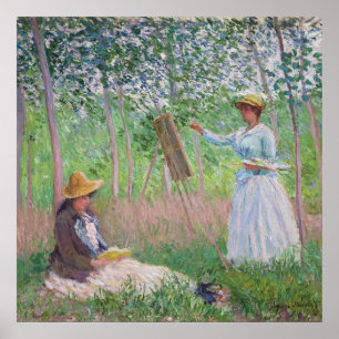 Arte forestal vintage de Monet con luz solar motea