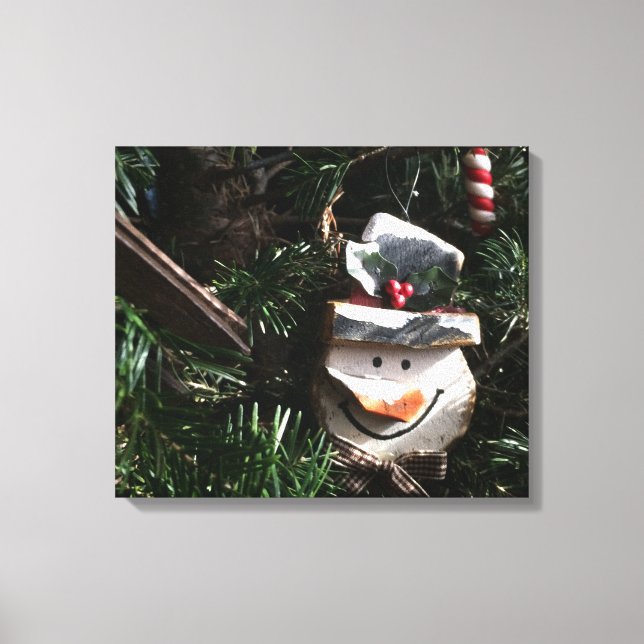 Arte fotográfico de Snowman de madera (Anverso)