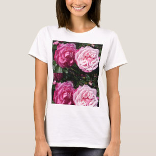 Arte fotográfico rosa en camiseta