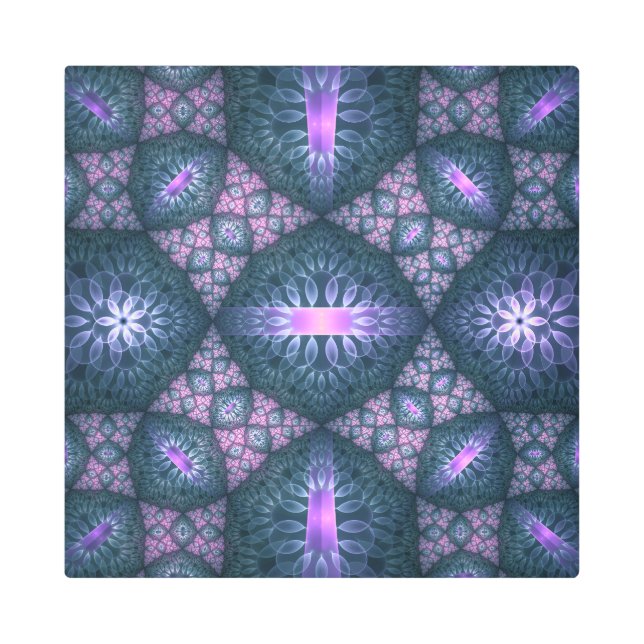 Arte Fractal 3D Resumen Patrón Azul Púrpura Púrpur (Anverso)