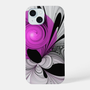 Arte fractal abstracto gris con magenta