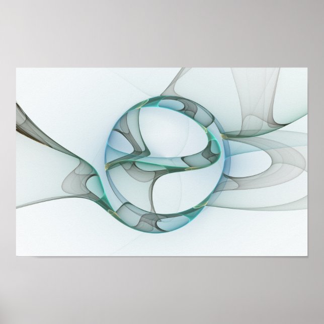 Arte fractal abstracto moderno azul turquesa gris (Frente)