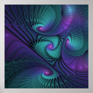 Arte fractal abstracto moderno de púrpura y turque