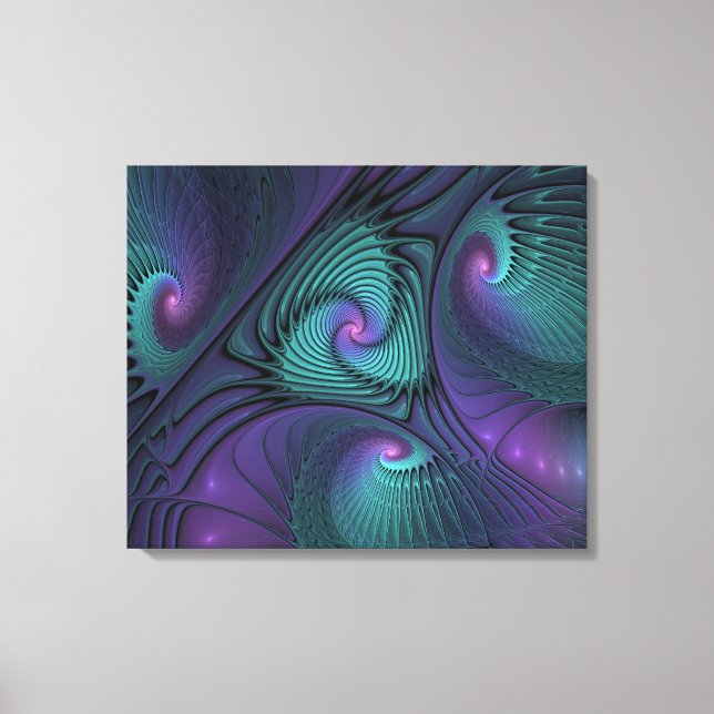 Arte fractal abstracto moderno de púrpura y turque (Anverso)