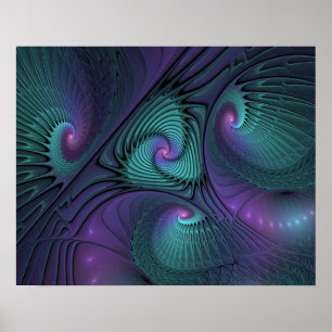 Arte fractal abstracto moderno de púrpura y turque
