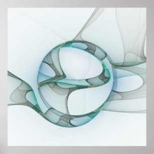 Arte Fractal Azul Turquesa Gris Resumen Elegancia