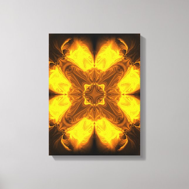Arte fractal caleidoscópico de llama dorada (Anverso)