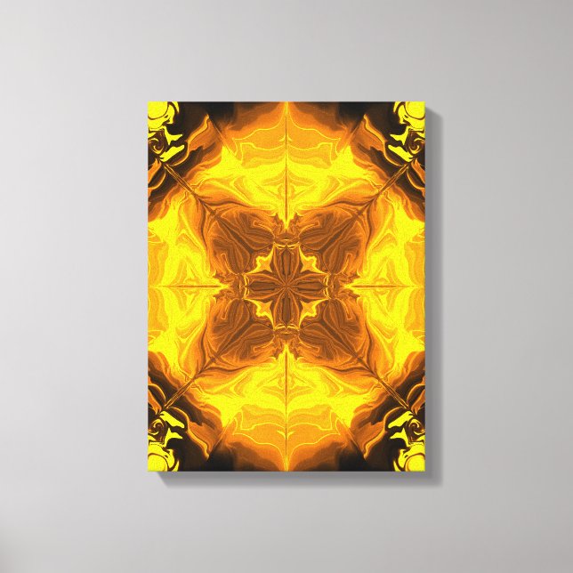 Arte Fractal Caleidoscopio Llama Dorada (Anverso)