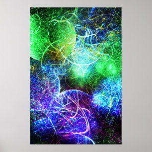 Arte fractal de energía neón eléctrica