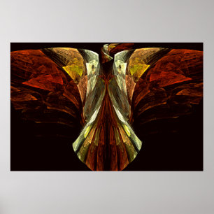 Arte fractal de pájaro águila celestial dorada