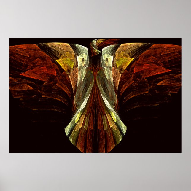 Arte fractal de pájaro águila celestial dorada (Frente)