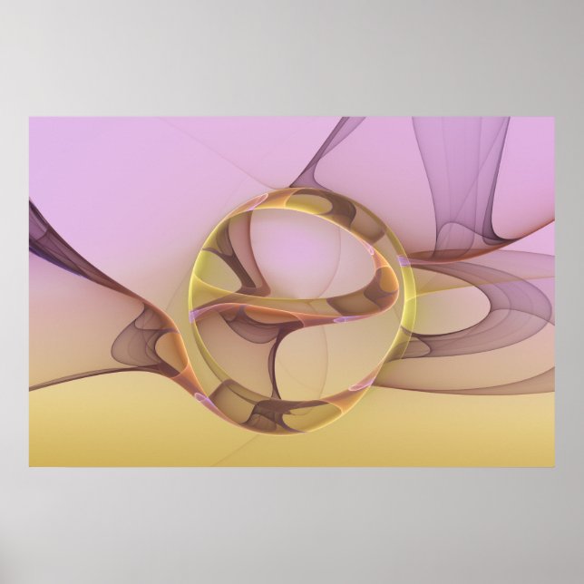 Arte fractal dorado rosa moderno abstracto (Frente)