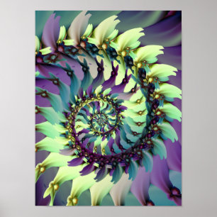Arte fractal en espiral morado y azul turquesa vib