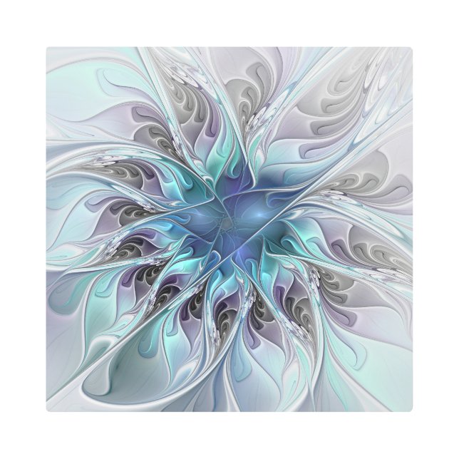 Arte Fractal Flor Azul Flor Azul Brillante y Abstr (Anverso)