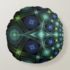 Arte fractal Mandala Cojín decorativo redondo univ