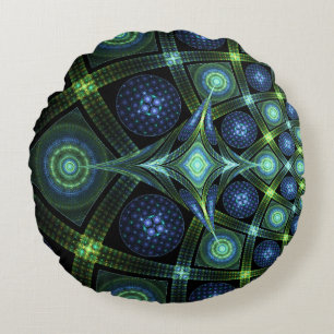Arte fractal Mandala Cojín decorativo redondo univ