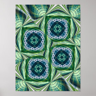 Arte fractal verde patrón geométrico de diamante